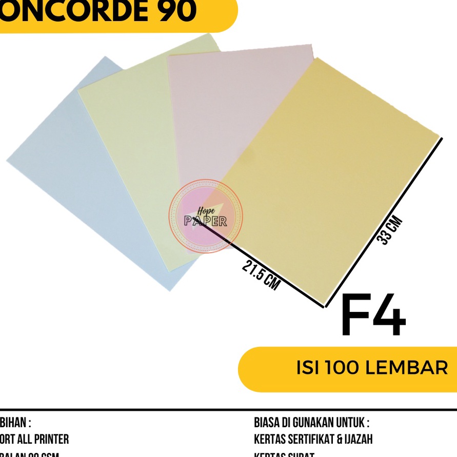 

HJ6 Kertas Concorde F4 9gr isi 1 lembar Kertas Concorde F4 9 gr