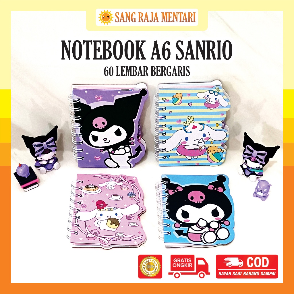 

Notebook A6 Sanrio isi 60 Lembar Halaman Garis | Ring Spiral Buku Tulis | Notes Sekolah Diary Book