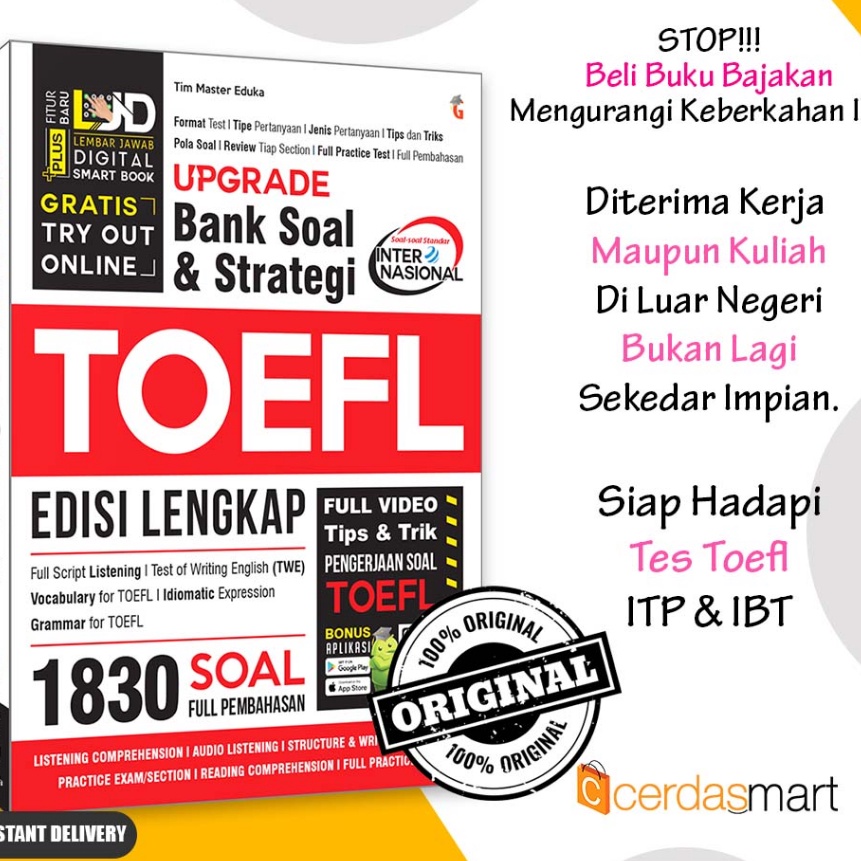 Sale BUKU TES TOEFL ETS BAHASA INGGRIS UPGRADE BANK SOAL DAN STRATEGI TOEFL BEST SELLER