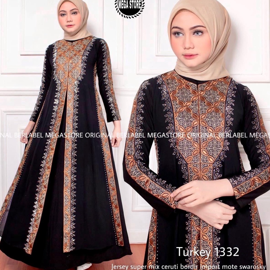 Penjualan Terlaris  Gamis Abaya Turkey 1332 Dress Abaya Turkey Wanita Muslimah Gamis Dress Abaya Tur