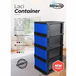 KODE M35R Rak Container Susun 4 Miracle Kontener Lemari Laci Plastik Kabinet