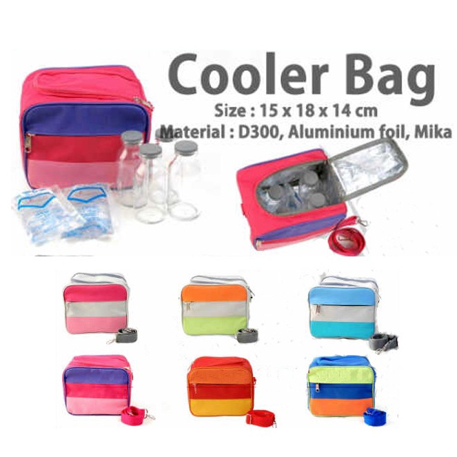 DAHSYAT Paket Cooler Bag dengan Botol Kaca Tutup Karet termasuk Ice Gel untuk menyimpan ASI