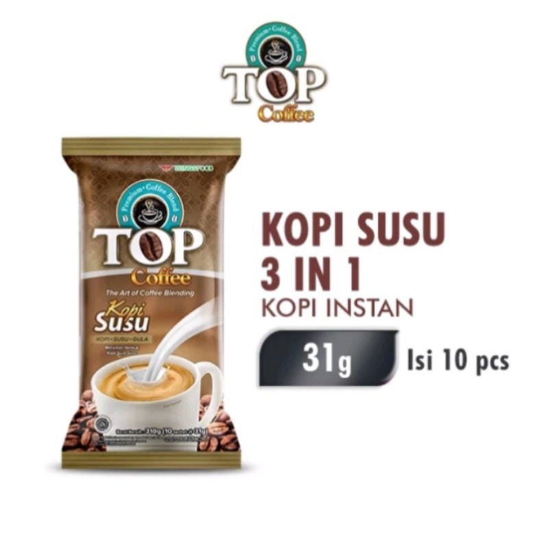 

TOP COFFE KOPI SUSU ISI 10 PCS / TOP COFFE CAPPUCINO ISI 6 EXTRA 3 PCS