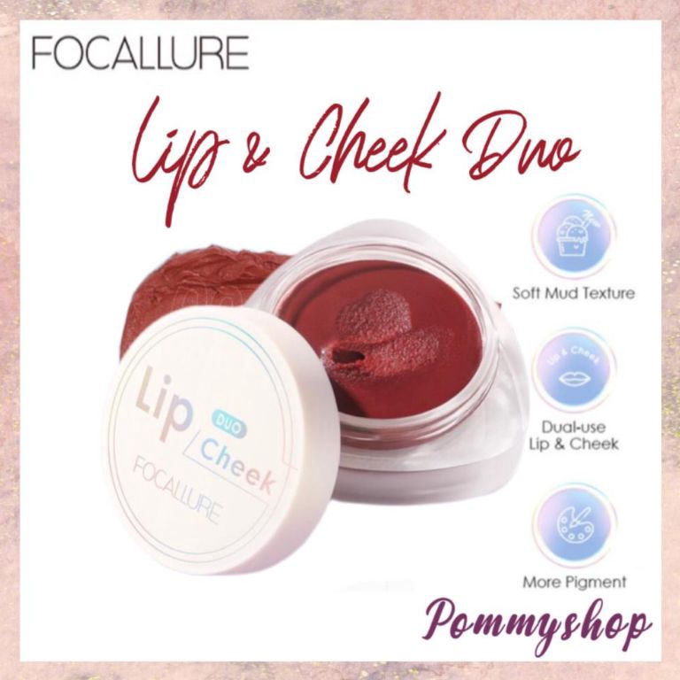 KODE A44D Focallure Creamy Lip  Cheek Duo  Dual Use Lip Mud Lip Clay  Velvet Hazy Matte Check