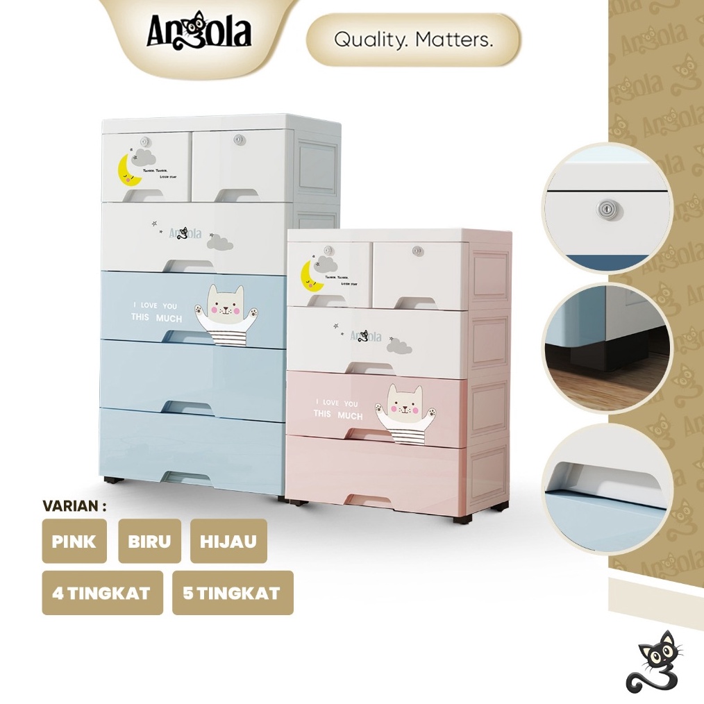 KODE Q4G ANGOLA Lemari Pakaian AnakTingkat Lemari PlastikTempat Penyimpanan MainanSnackBaju Serbagun