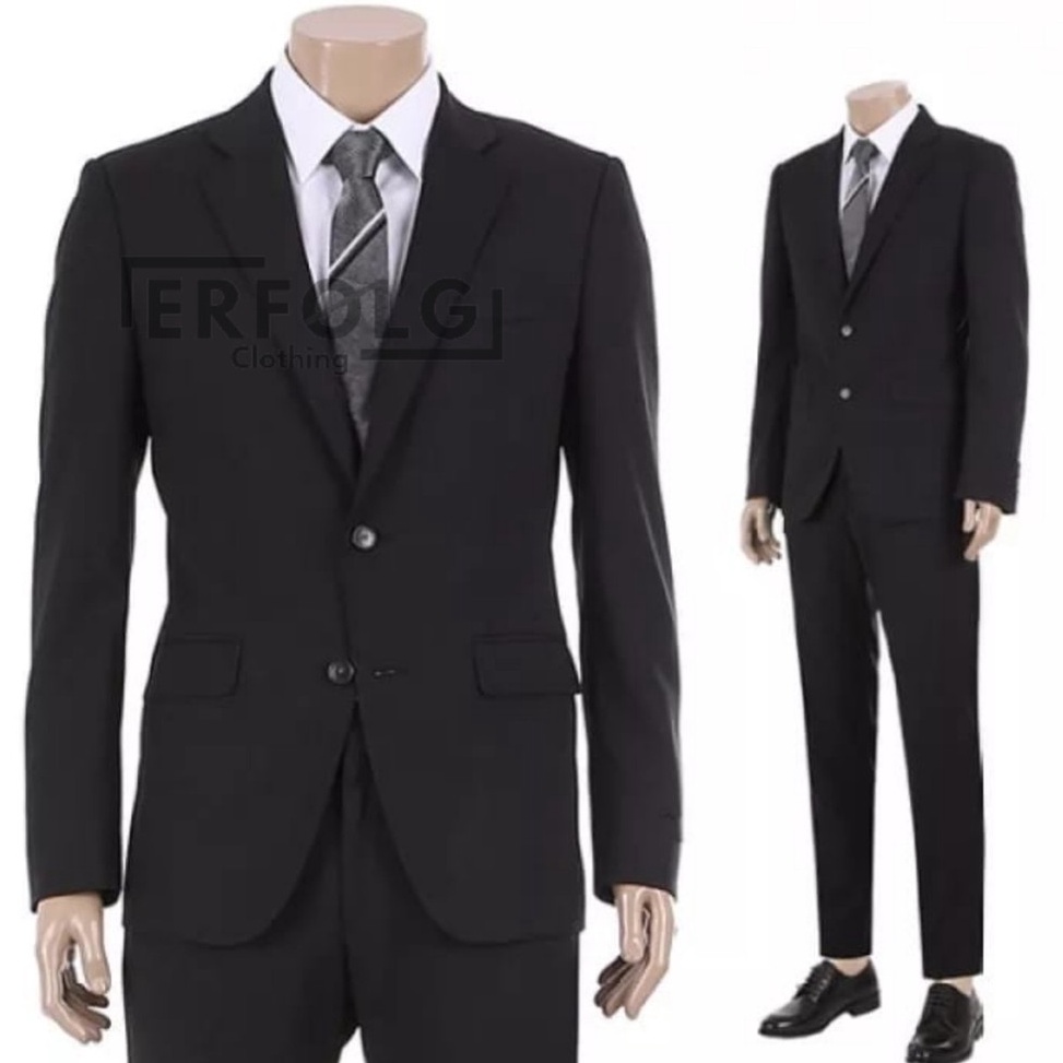 KODE K73T Blazer Hitam Semi Jas Pria Formal Elegan Slimfit Seragam Pondok Pesantren Santri Polos Mah