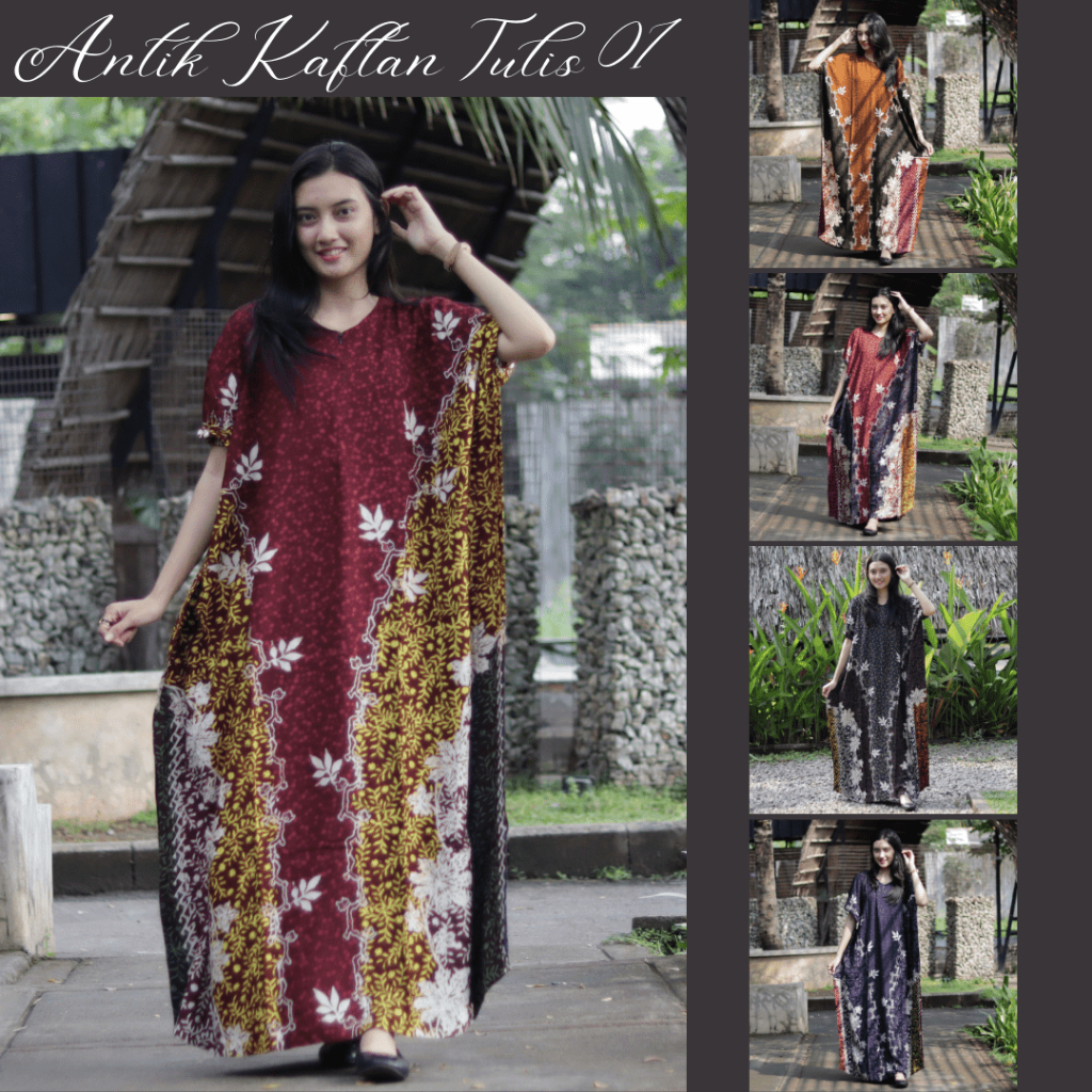 Kaftan Batik Tulis Twill Dress Wanita Adem Nyaman, Kaftan Antik