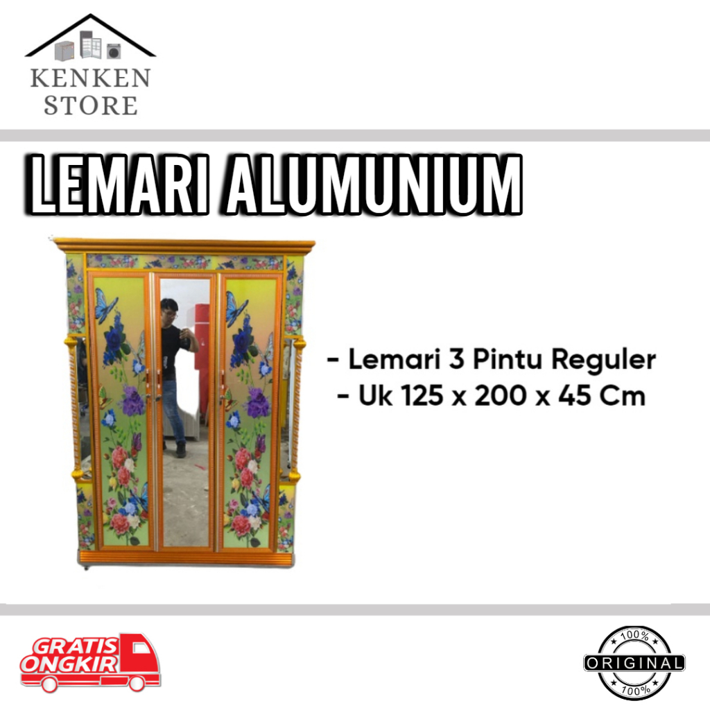 LEMARI PAKAIAN 3 PINTU ALUMUNIUM LEMARI HIAS