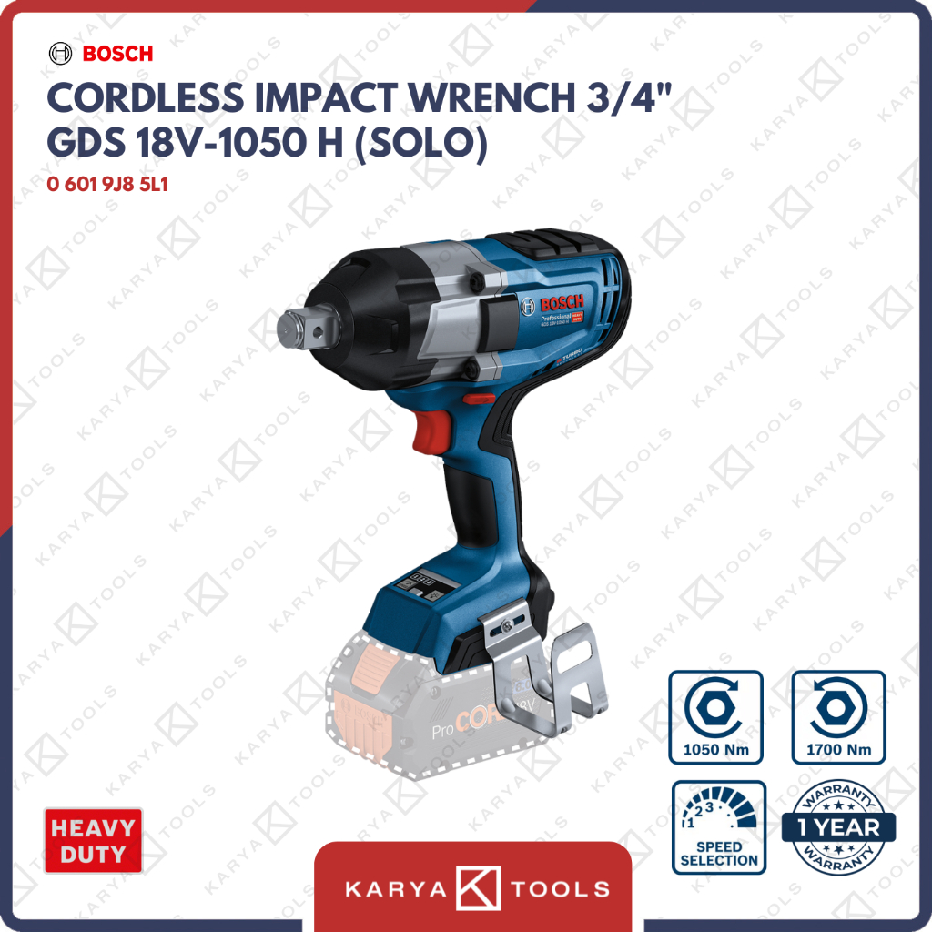 Bosch GDS 18V-1050 H Cordless Impact Wrench / Impact Wrench Tanpa Kabel (Solo / Unit Only)