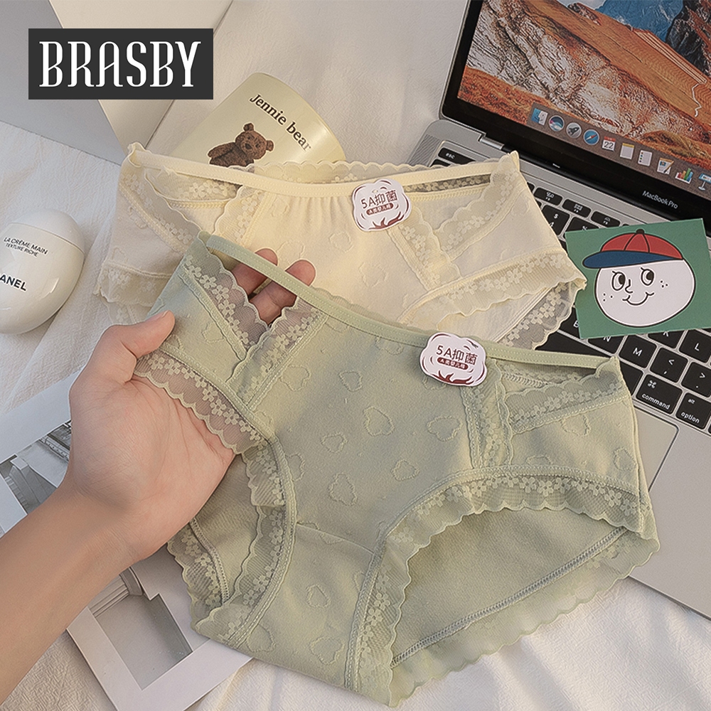 TERLARIS Brasby Antibakteri Graphene Celana Dalam wanita Renda satin sutera import transparant