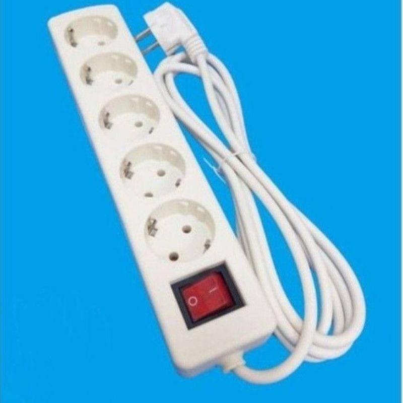 Stop Kontak 5 Lubang + Kabel 3 meter / Stop Kontak Kabel Gecom siap pakai_GNB