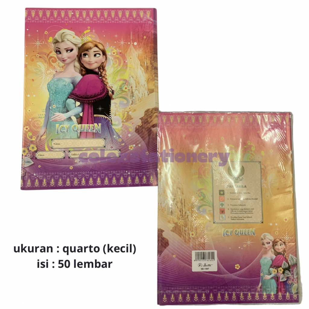 

Sampul Buku / Sampul Anak Murah Motif Kartun Frozen Ukuran Kecil Quarto Isi 50 Lembar