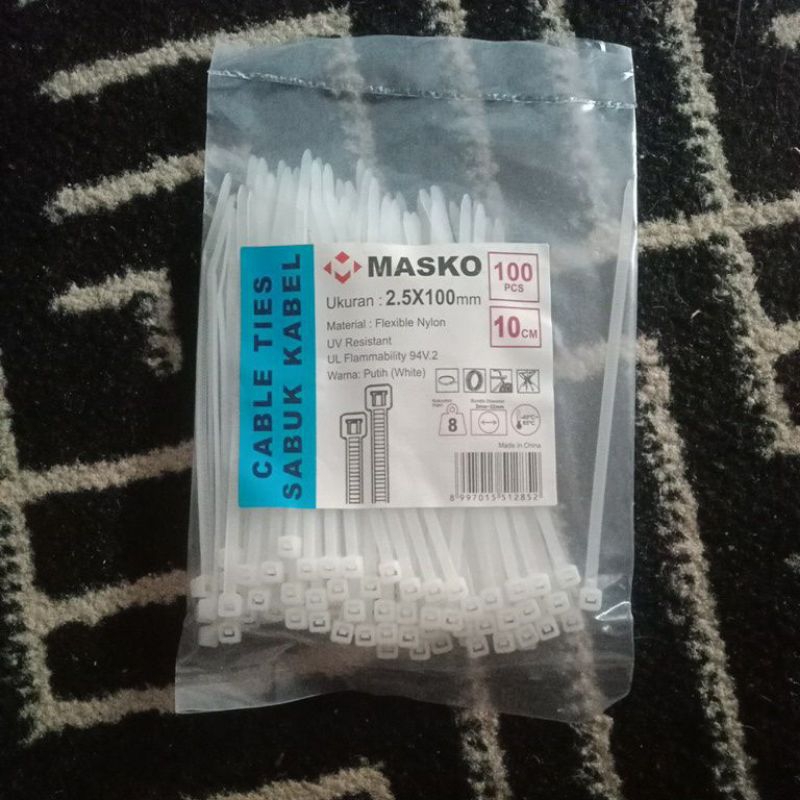 

Kabel Ties Masko 10 cm/ Nylon Cable Tie / Kabel Ties Praktis Sabuk Kabel