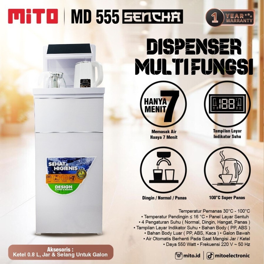 Mito NEW Dispenser Galon Bawah MD555 Sencha - Dispenser Mito Galon Bawah MD 555