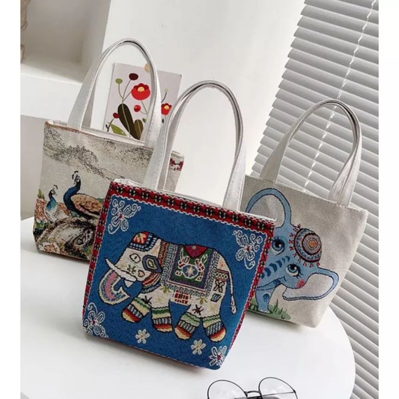 tas Thailand motif gajah tas tenteng mini bag