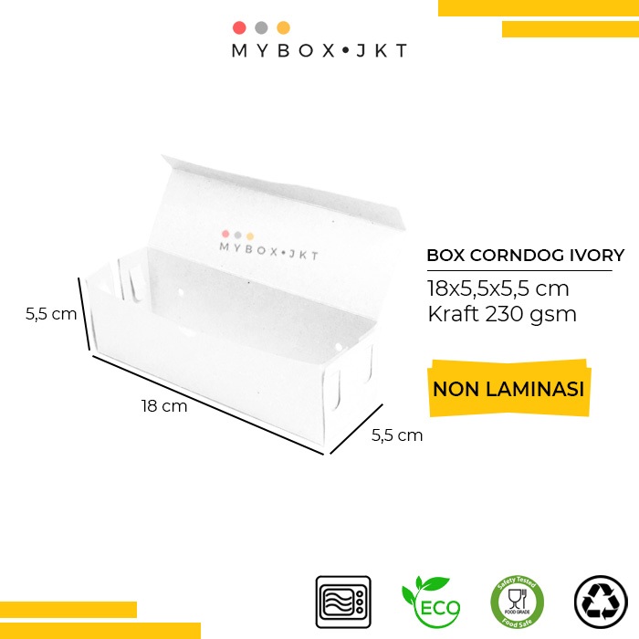 

Box Dus Kotak Hotdog/HOTANG Uk.18x5,5x5,5cm Ivory NON LAMINASI