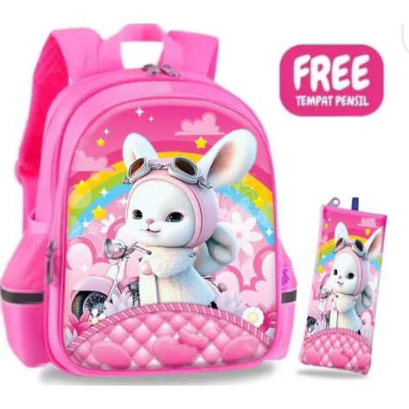 NF Kelinci - Ransel anak tas sekolah tas punggung backpack karakter lokal rabbit