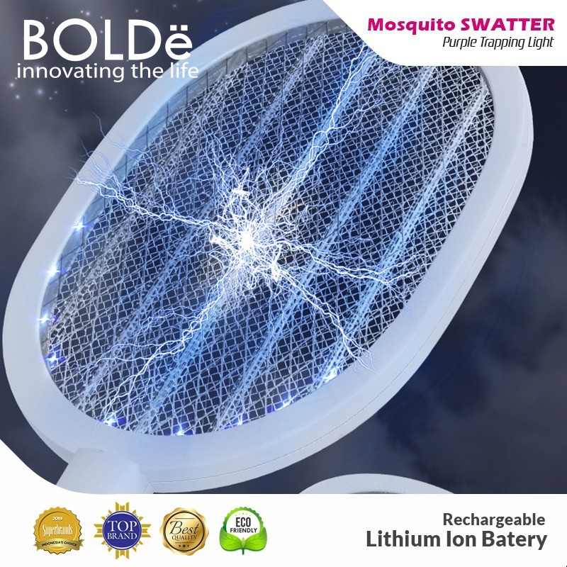 BOLDe Super Swatter Purple Light Raket Nyamuk Mosquito Swatter