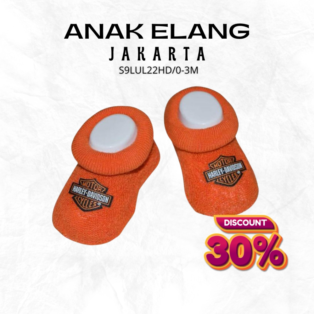 Kaos Kaki bayi Harley-Davidson Baby Boys' Boxed Terry Booties, Orange