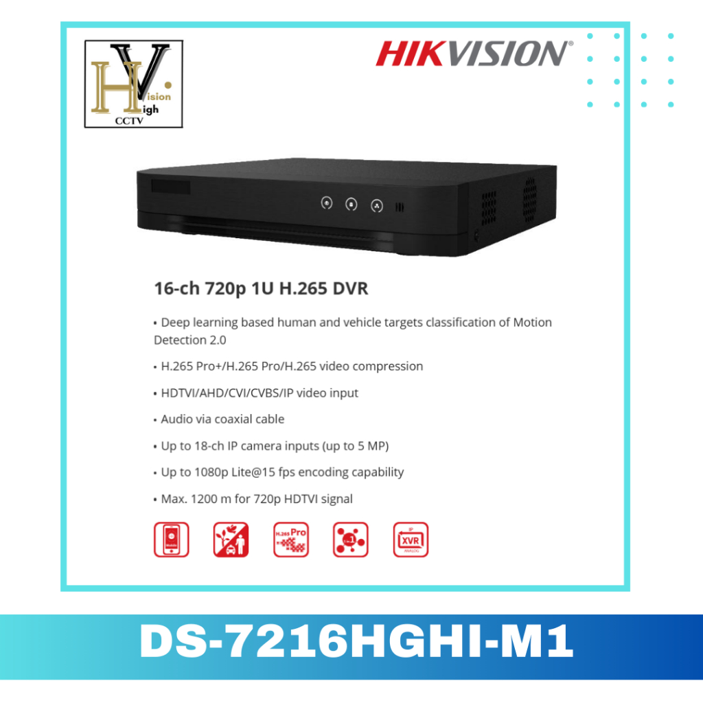 DVR HIKVISION 16CHANNEL 2MP DS-7216HGHI-M1