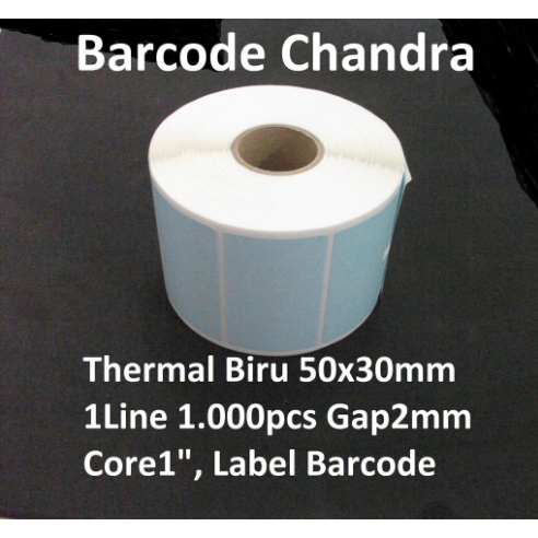 

BEST PROMO Thermal Biru 50x30mm 1Line 1000pcs Gap 2mm Core 1 Inchi / Label Stiker Barcode