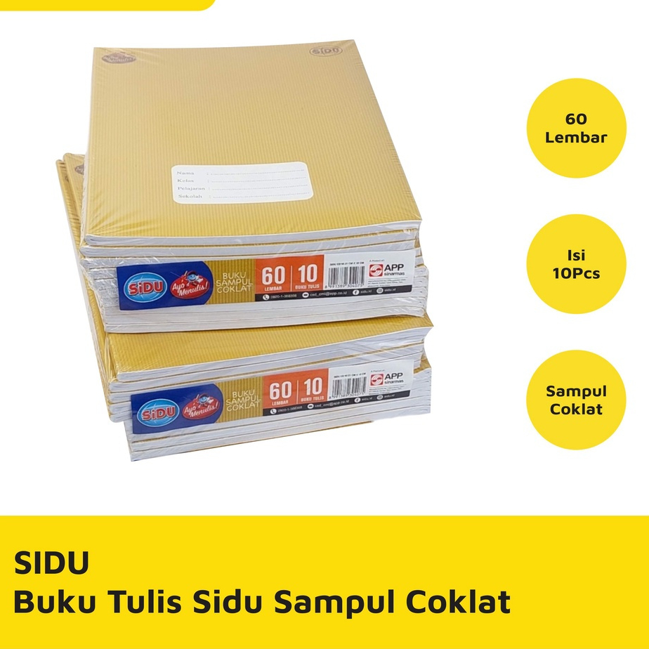 

Buku tulis SIDU sampul cokelat isi 60 lembar 1 pak 10 buku