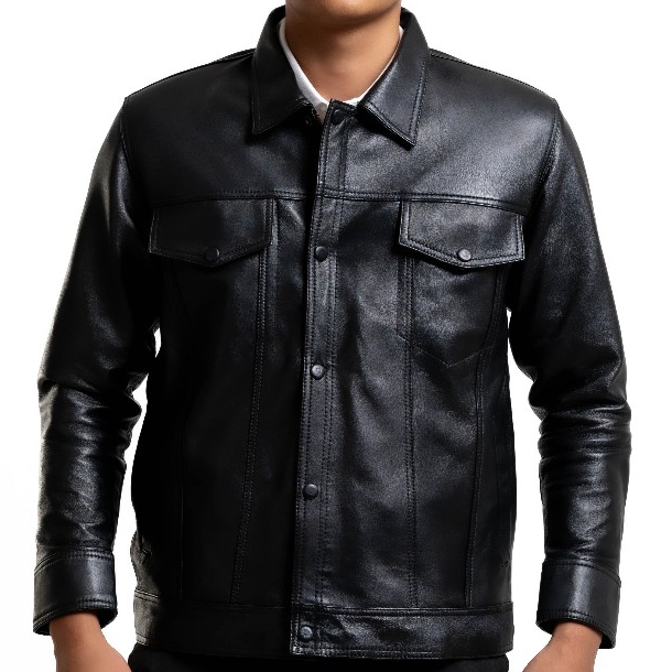 Adam - Jaket Kulit Domba Asli Pria Trucker Terbaru Premium