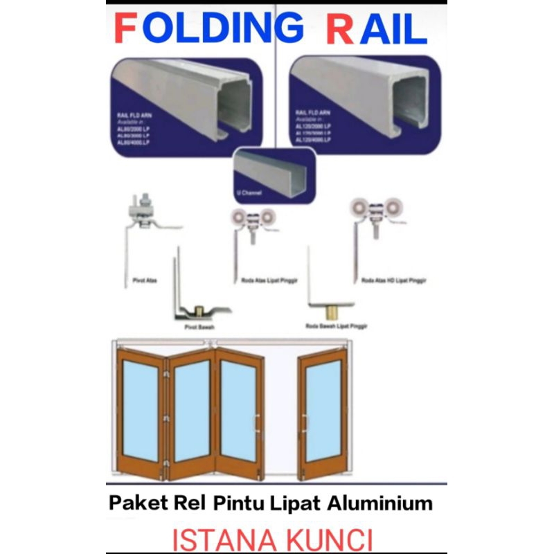 Rel Flolding Door/Pintu lipat sliding Alumunium/ Kayu  Gantung