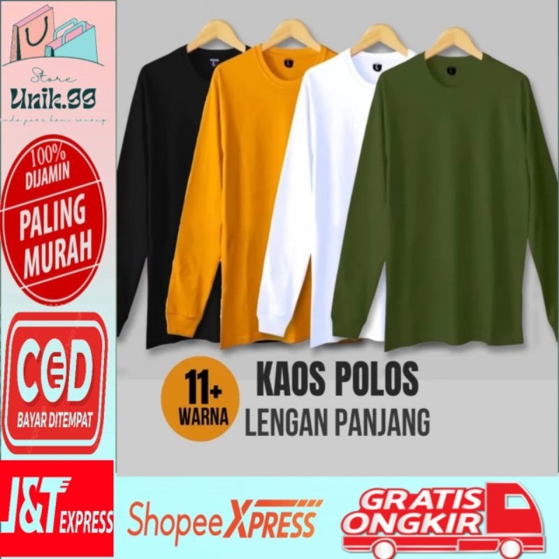Kaos Polos Premium  Cotton Lengan Panjang / Kaos Polos Lengan Panjang
