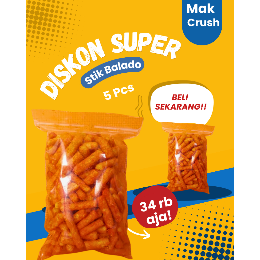 

Cemilan Snack Kiloan Grosir Murah Stik Balado 5 pcs 100gr