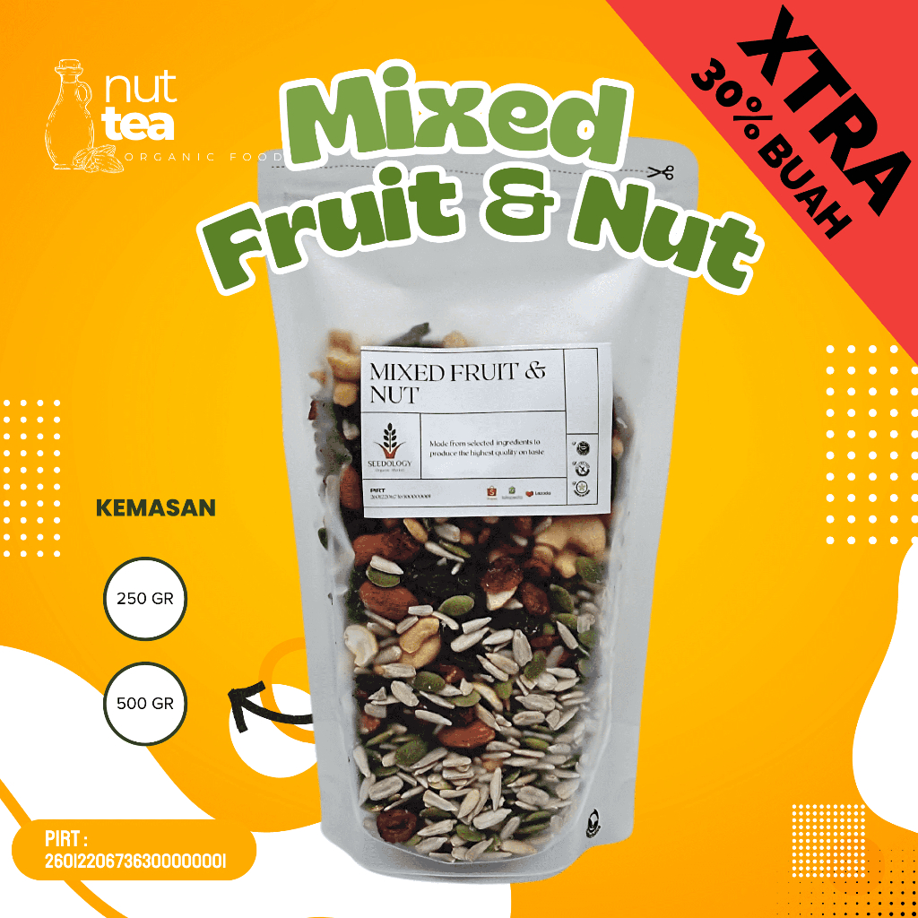 

Mixed Fruit & Nut 250gr - Xtra Fruits / Campuran Kacang dan Buah Kering / Diet / Sehat / Bergizi