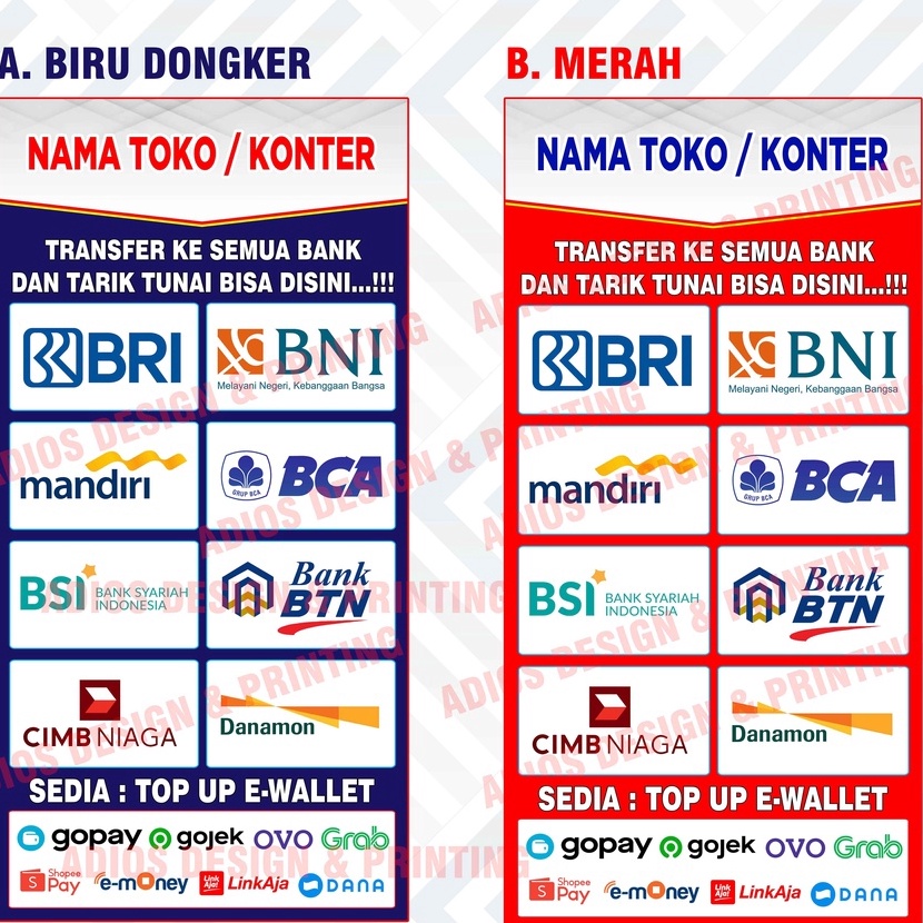 FG2 Spanduk Banner Agen Brilink Banner Spanduk Transfer Bank Ukuran Variasi