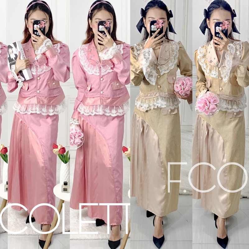 ELIZABETH GAUN SET ROK 2in1- ONE SET WANITA SETELAN WANITA / SETELAN ROK / SETROK / BAJU KONDANGAN W