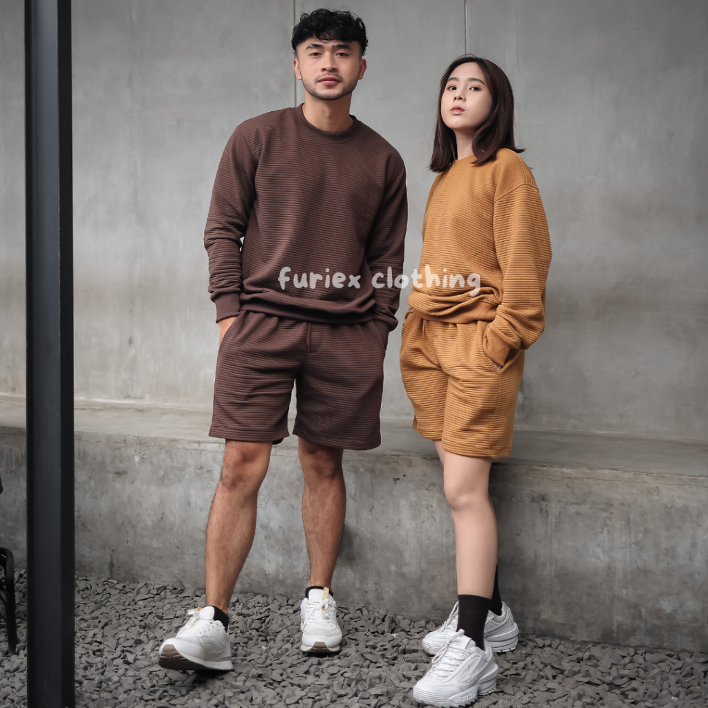 Furiex-One Set Pria Sweater One Set Unisex Stelan One set Crewneck Broadshort Premium