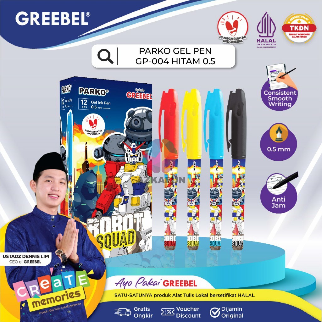 

PARKO Pulpen gel Greebel - GP-004 HITAM 0.5