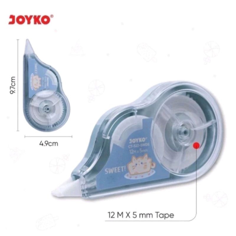 

STIPO KERTAS/TIPE-X KERTAS/CORRECTION TAPE JOYKO CT-522 SWD SWEET DESSERT 12MM