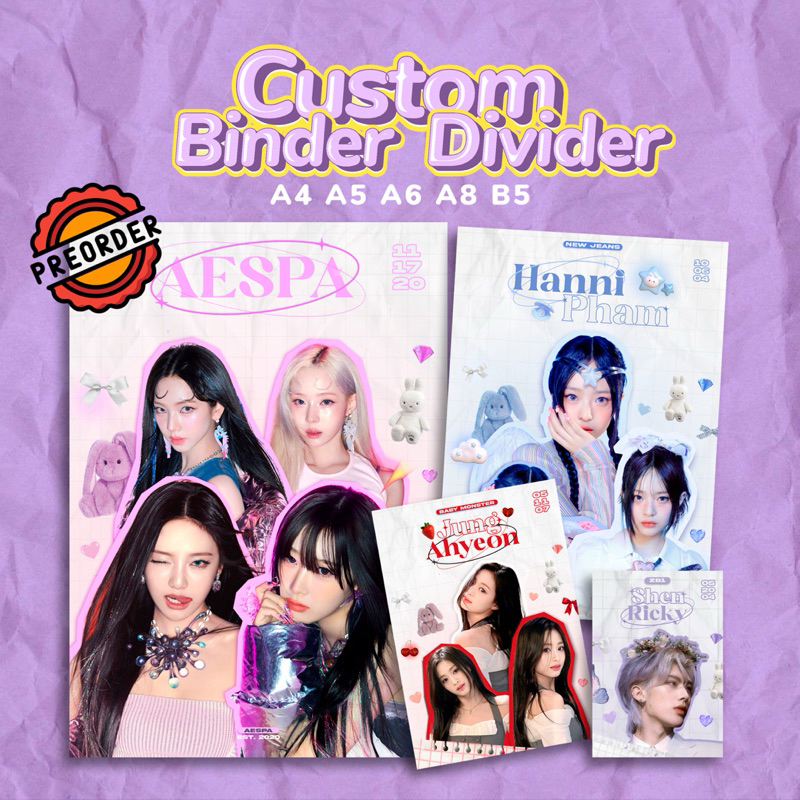 

[PREORDER] Pembatas Binder Custom A4 A5 A6 A8 B5