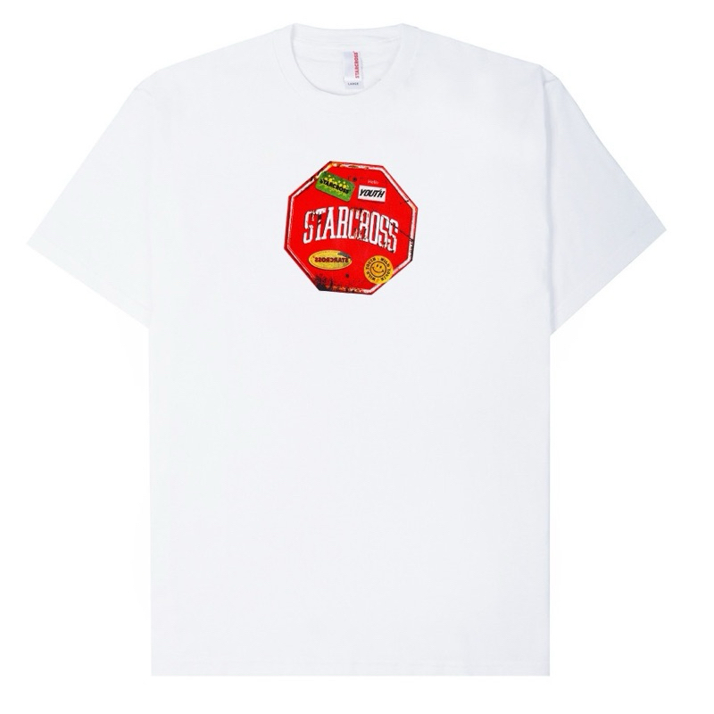 Starcross Label Kaos Atasan Lengan Pendek Putih Unisex