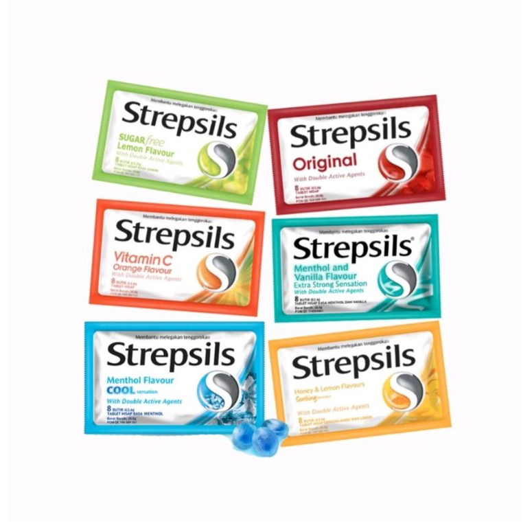 

Strepsils cool / extra strong / original / honey lemon / sugar free / vitamin C 8 butir