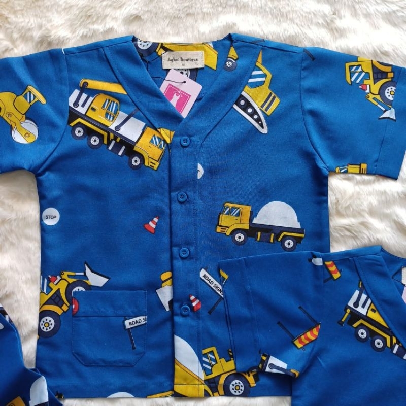 Baju Tidur Anak Laki Laki Tanpa Kerah Tangan Pendek