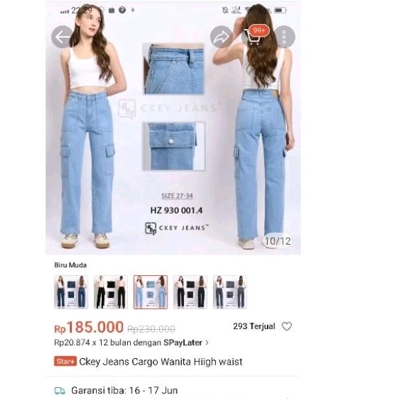 CELANA HW WANITA CARGO LIGHT BLUE ( CKEY JEANS)