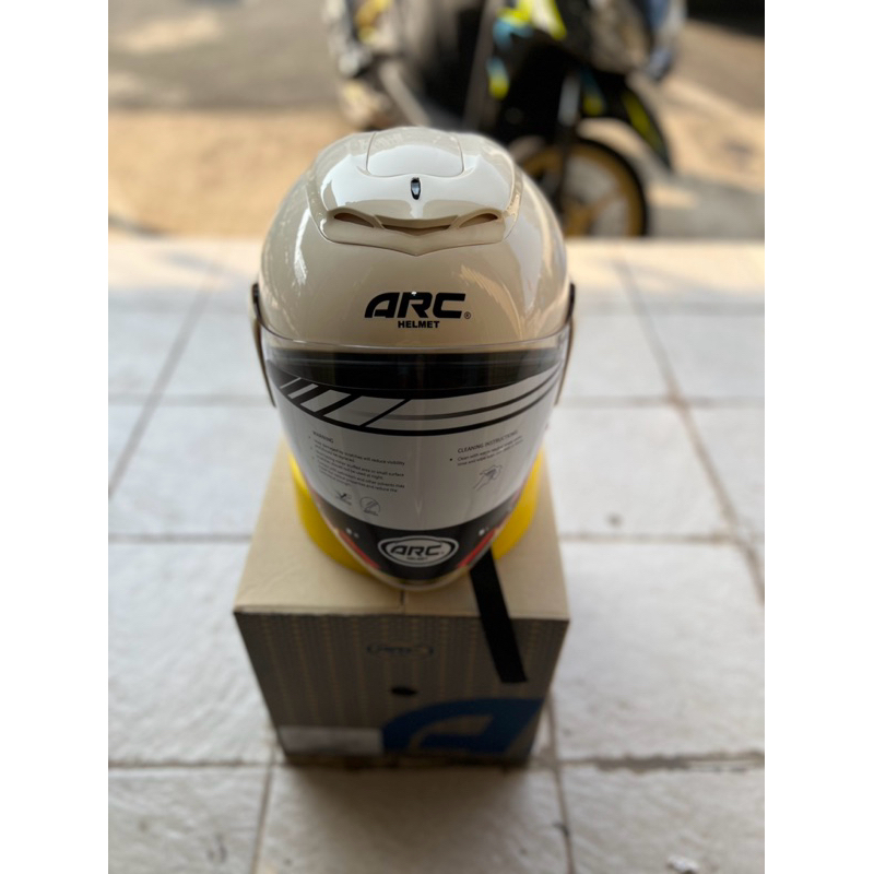 HELM ARC RITZ POLOSAN PASTEL CREAM / BUKAN TSR RAM 4 / SCOTT - HELMET HALF FACE TSR