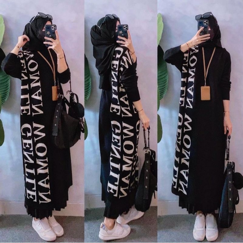 long tunik Abjad Rajut Tunik jumbo, dress wanita,atasan wanita