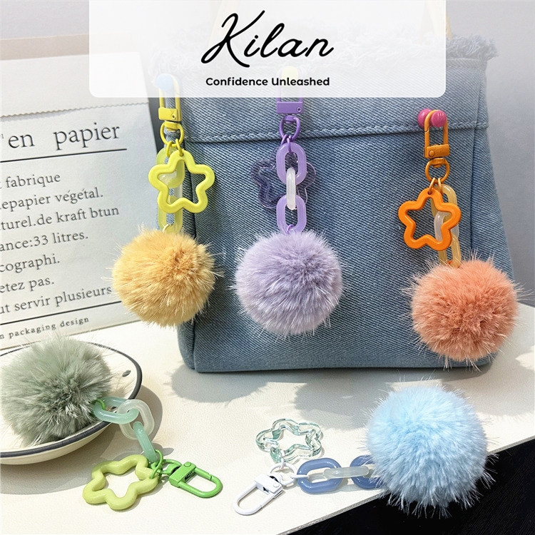 HUMAIRA Gantungan Tas Lucu Pompom Bulu Keychain - CC025