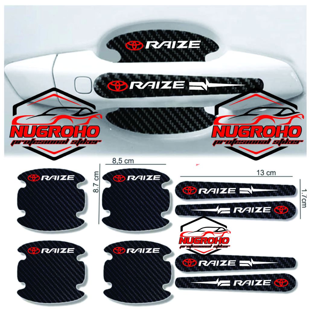 new 8pcs stiker carbon handle mobil toyota raize cutting stiker pelindung gagang pintu mobil dari go