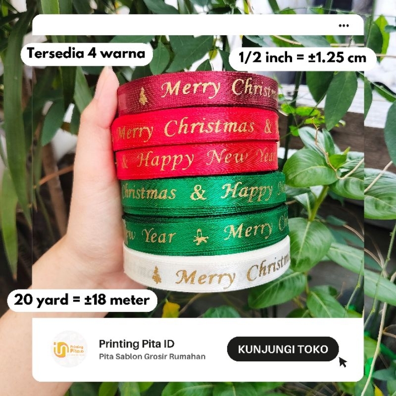 

(Motif 2) PITA MERRY CHRISTMAS HAPPY NEW YEAR 1/2 inch 1 roll @20 yard | Pita Natal | PrintingPitaID