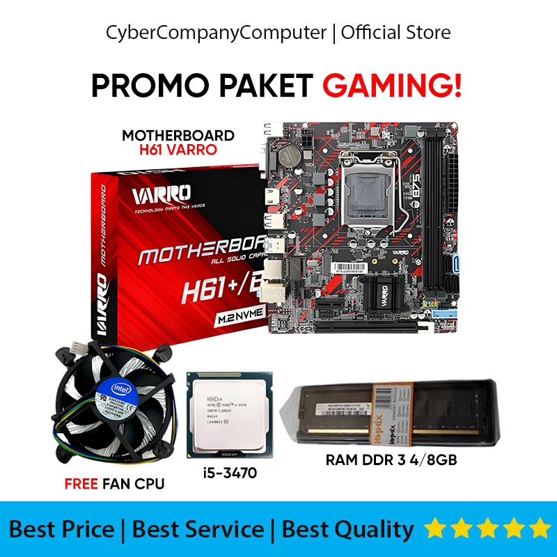 Terlaris Paket Motherboard Core I5-3470 -Mainboard H61+ / B75 Varro Rev 3 Socket 1155 Nvme Sata 3.0