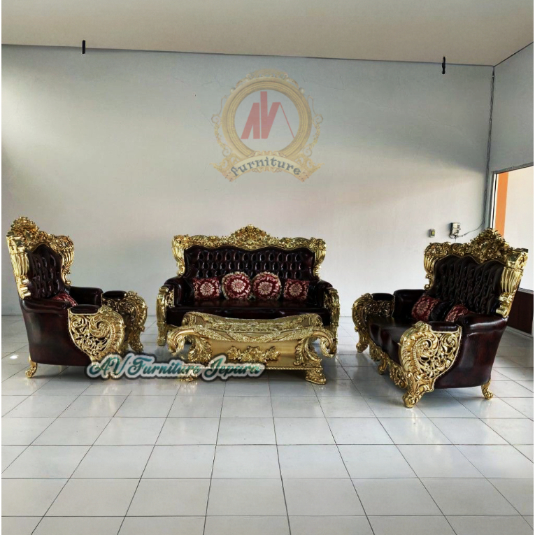 Kursi Sofa Ruang tamu  Original  Ukiran Mewah Finising Mas Gold Tempel Mewah  gayah klasik eropa