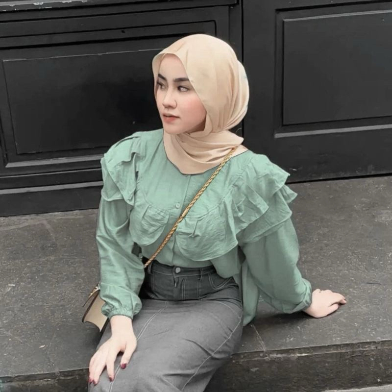 RAFELLA BLOUSE KANCING | KEMEJA BLOUSE REMPEL KANCING CRINKLE