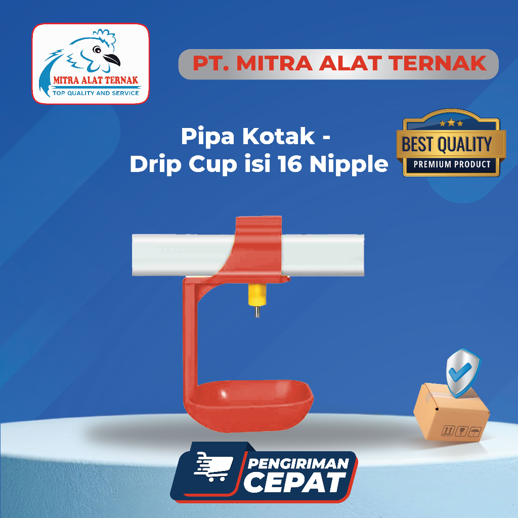Nipel Nipple Nippel Nepel Ayam Broiler - Pipa Kotak - Drip Cup isi 16 Nipple